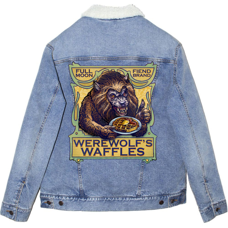 Werewolfs Waffles Nostalgia Unisex Sherpa-Lined Denim Jacket by fizzoviklea | Artistshot