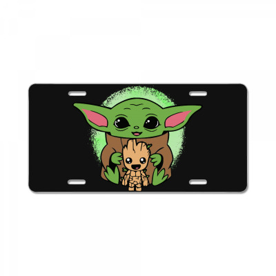 Custom Baby Yoda Hug Baby Groot Funny Motorcycle License Plate By Suettan -  Artistshot