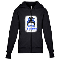 Type 1 Diabetes Warrior Shirt T1d Awareness Month Messy Bun Youth Zipper Hoodie | Artistshot