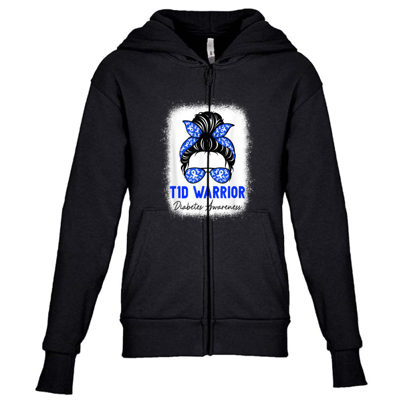 Type 1 Diabetes Warrior Shirt T1d Awareness Month Messy Bun Youth Zipper Hoodie by MaricelyOrtiz | Artistshot