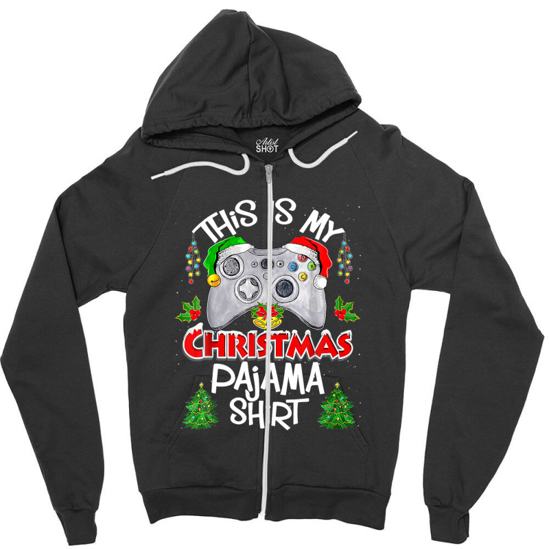 This Is My Christmas Pajama Santa Hat Gamer Video Game Games Zipper Hoodie | Artistshot