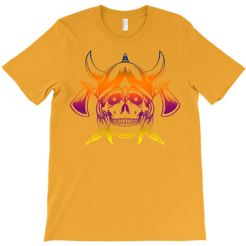 Multicolored Scandinavian Viking Skull In Helmet With Crossed Axes Mod T-shirt | Artistshot