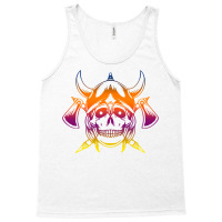 Multicolored Scandinavian Viking Skull In Helmet With Crossed Axes Mod Tank Top | Artistshot