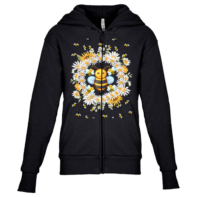 Bee And Flowers Youth Zipper Hoodie | Artistshot