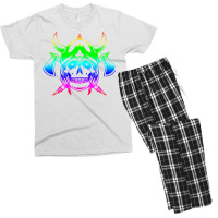 Multicolored Scandinavian Viking Skull In Helmet With Crossed Axes Mod Men's T-shirt Pajama Set | Artistshot