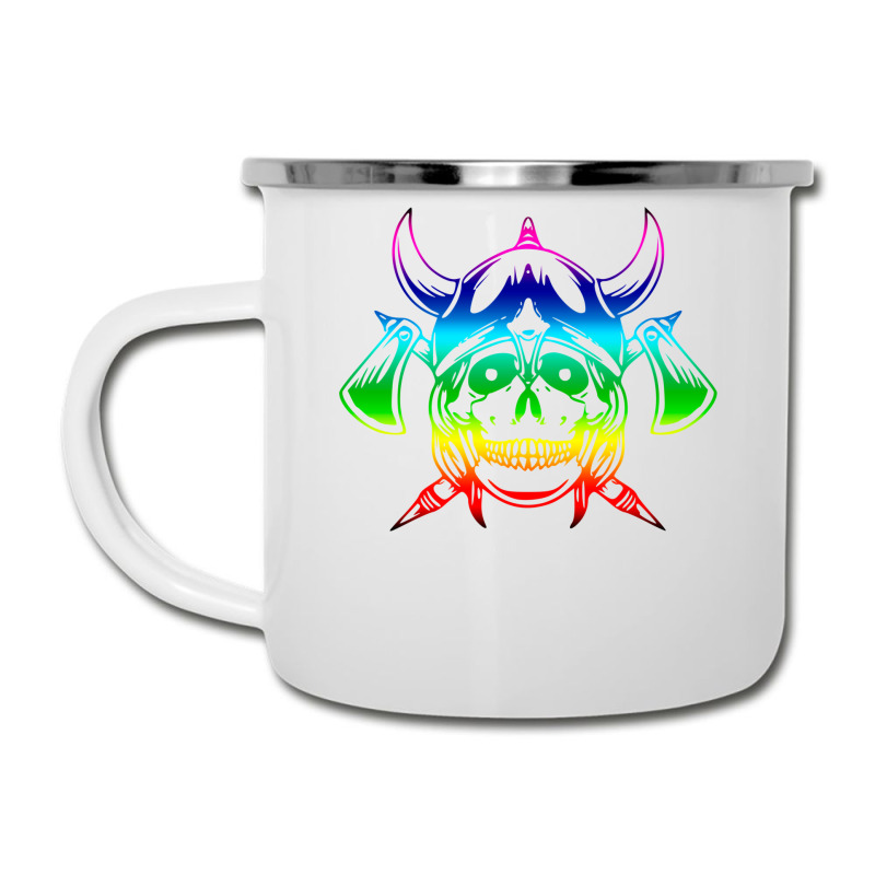 Multicolored Scandinavian Viking Skull In Helmet With Crossed Axes Mod Camper Cup | Artistshot