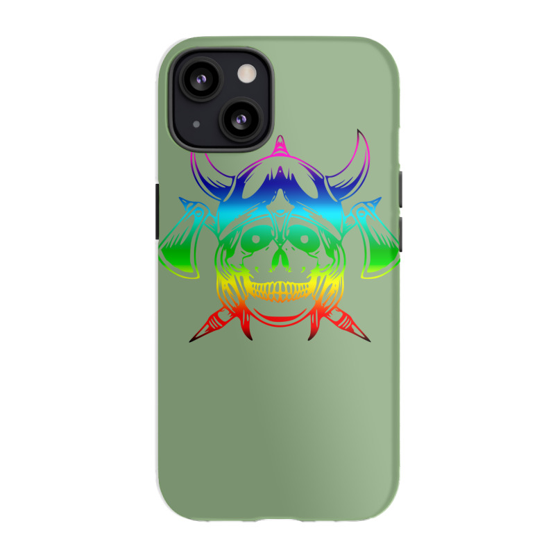 Multicolored Scandinavian Viking Skull In Helmet With Crossed Axes Mod Iphone 13 Case | Artistshot