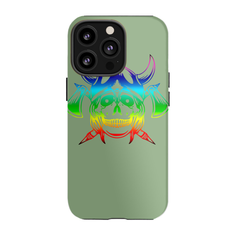 Multicolored Scandinavian Viking Skull In Helmet With Crossed Axes Mod Iphone 13 Pro Case | Artistshot