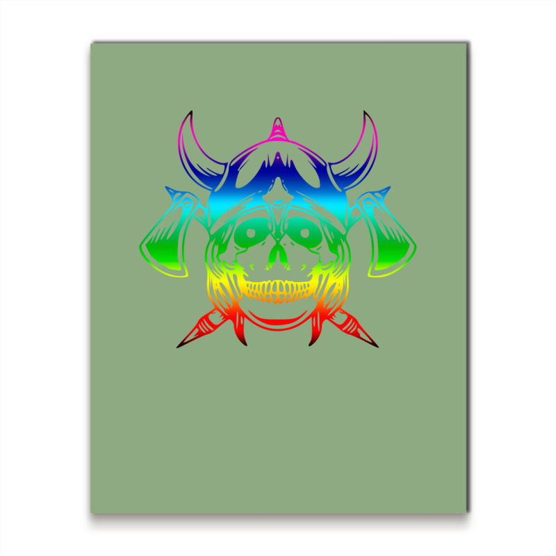 Multicolored Scandinavian Viking Skull In Helmet With Crossed Axes Mod Metal Print Vertical | Artistshot