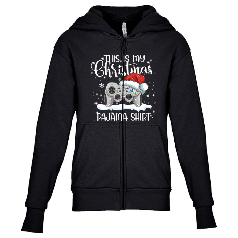 This Is My Christmas Pajama Video Game Santa Hat Gamer Youth Zipper Hoodie | Artistshot