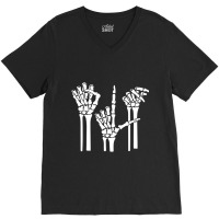 Trending Slp Skeleton Hand Halloween Speech Language Pathologist V-neck Tee | Artistshot