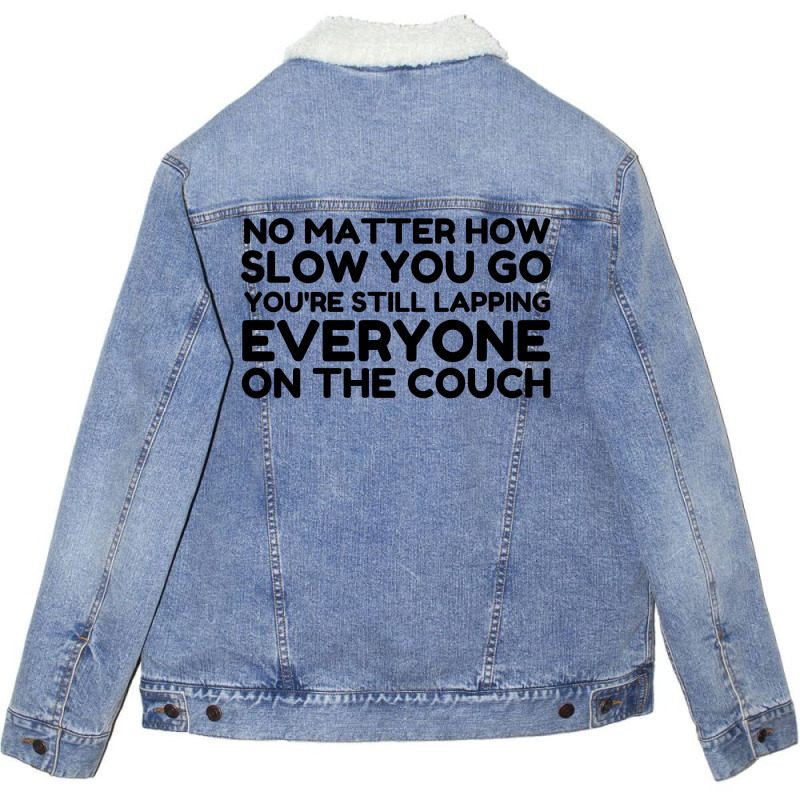 Lapping Everyone On Couch Unisex Sherpa-lined Denim Jacket | Artistshot