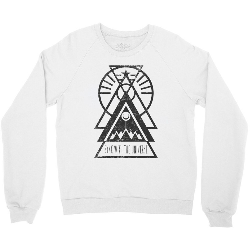 Sync With The Universe  Typography And Geometry Crewneck Sweatshirt | Artistshot