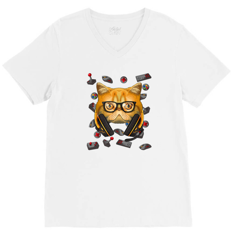 Gamer Exotic Shorthair Gaming Video Game Player Boys Kids V-Neck Tee by idreezaldawex | Artistshot