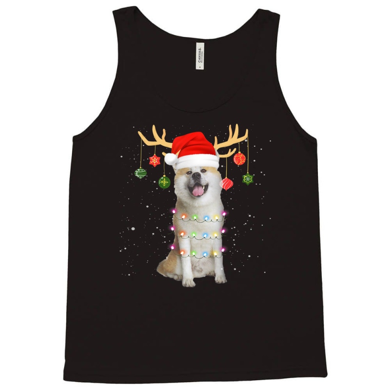 Limited Edition Reindeer Akita Dog With Santa Hat Christmas Light Xmas Tank Top | Artistshot