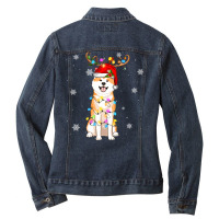 Limited Edition Reindeer Akita Inu Dog Merry Christmas Ladies Denim Jacket | Artistshot