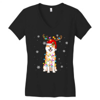 Limited Edition Reindeer Akita Inu Dog Merry Christmas Women's V-neck T-shirt | Artistshot