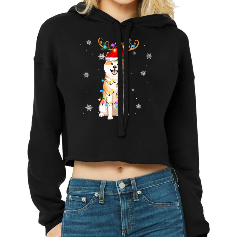 Limited Edition Reindeer Akita Inu Dog Merry Christmas Cropped Hoodie | Artistshot