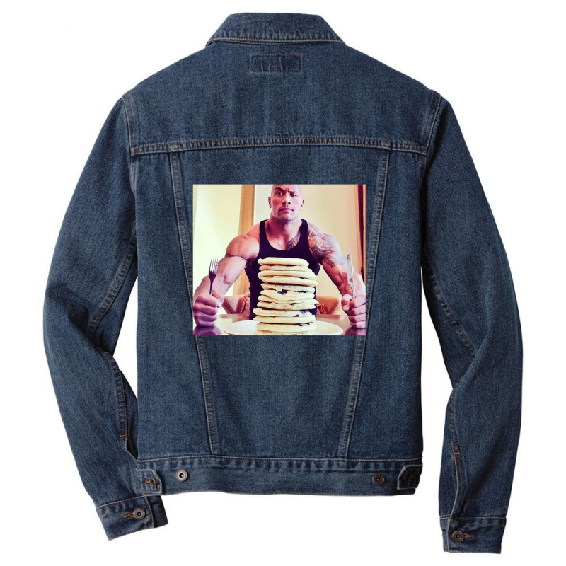 Dwayne The Rock Johnson Eating Blueberry Pancakes2 Men Denim Jacket by StefanyIveson | Artistshot