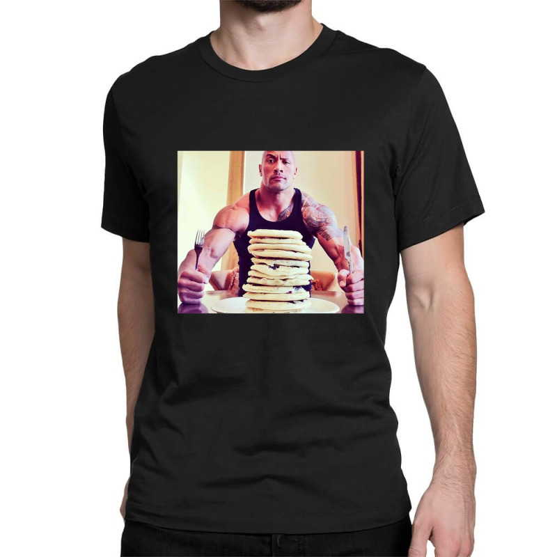 Dwayne The Rock Johnson Eating Blueberry Pancakes2 Classic T-shirt by StefanyIveson | Artistshot