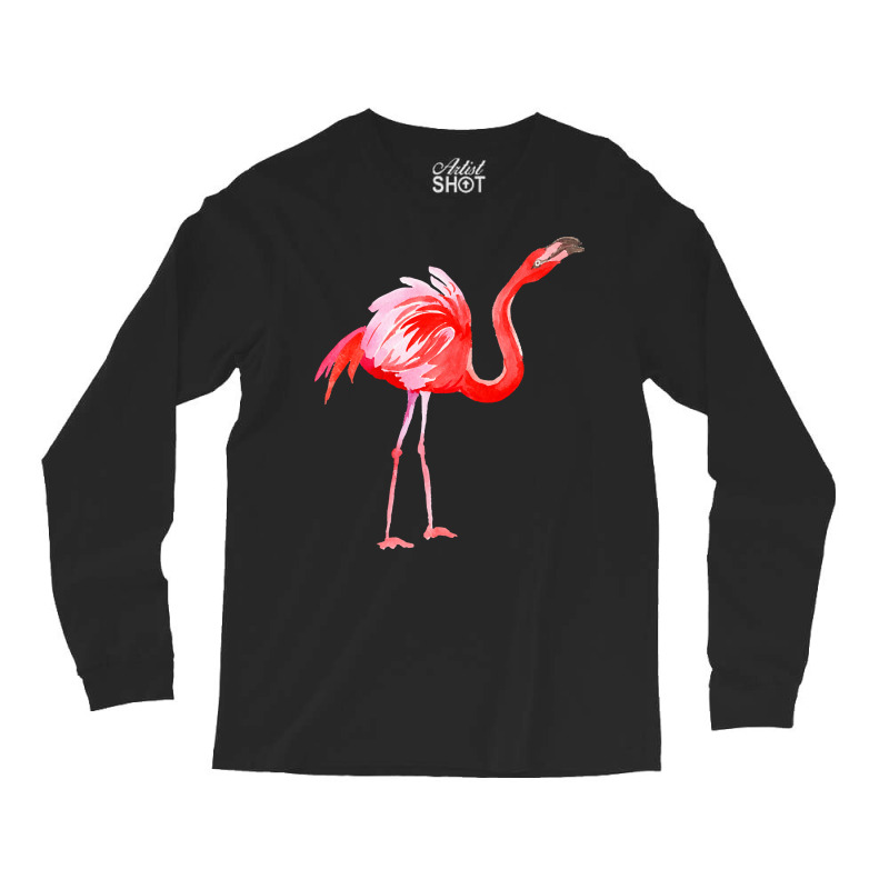 Flamingo T  Shirt Watercolor Exotic Flamingo 03 T  Shirt Long Sleeve Shirts | Artistshot