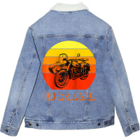 Retro Motorcycle Ural T Shirt   Vintage Sidecar Motorbike Raglan Baseb Unisex Sherpa-lined Denim Jacket | Artistshot