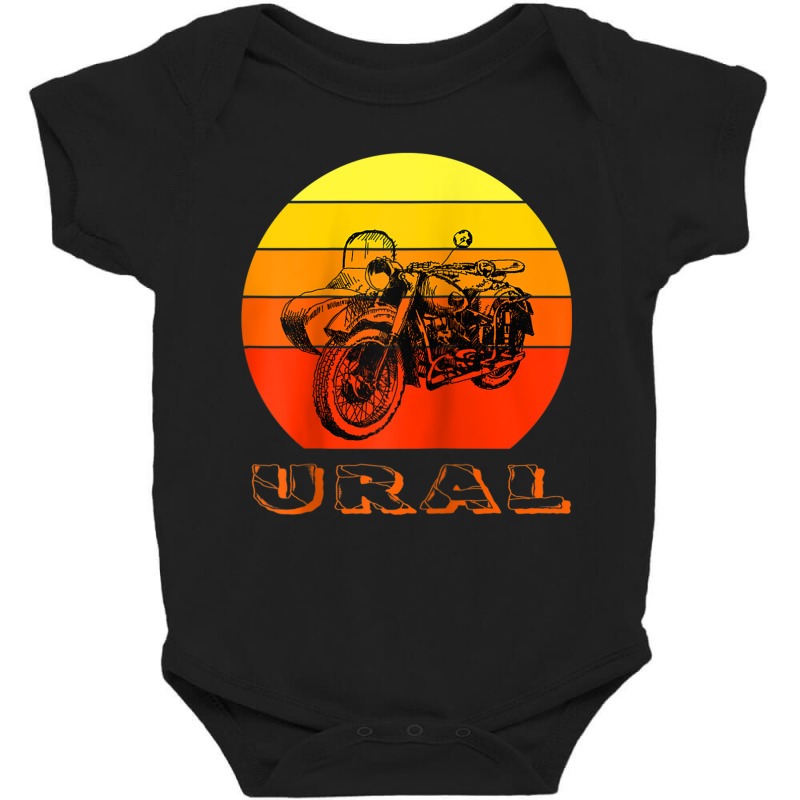 Retro Motorcycle Ural T Shirt   Vintage Sidecar Motorbike Raglan Baseb Baby Bodysuit by tarnilot | Artistshot