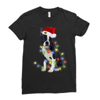 Boston Terrier Dog Lights Christmas Matching Family T Shirt Ladies Fitted T-shirt | Artistshot