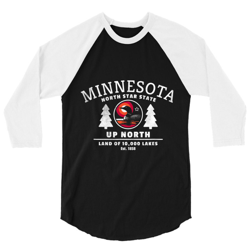 Limited Edition Minnesota North Star State Up North With Loon 3/4 Sleeve Shirt | Artistshot