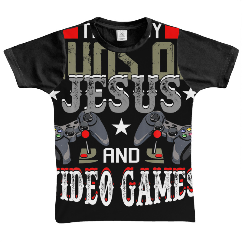 This Boy Runs On Jesus And Video Games Funny Gaming Gift Graphic Youth T-shirt by idreezaldawex | Artistshot