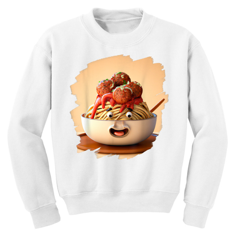 Cute Funny Meatballs In Bowl Of Pasta Spaghetti Meatballs T Shirt Youth Sweatshirt by anselmpru9bt | Artistshot