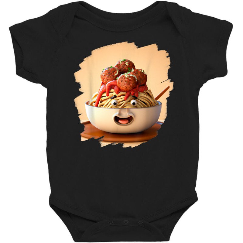 Cute Funny Meatballs In Bowl Of Pasta Spaghetti Meatballs T Shirt Baby Bodysuit by anselmpru9bt | Artistshot