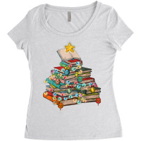 Christmas Library Tree Lights For Librarian And Book Lover T Shirt Women's Triblend Scoop T-shirt | Artistshot