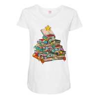 Christmas Library Tree Lights For Librarian And Book Lover T Shirt Maternity Scoop Neck T-shirt | Artistshot