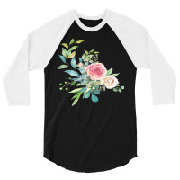 Flowers Art T  Shirt Watercolor Flower Floral Illustration Blossom 3/4 Sleeve Shirt | Artistshot