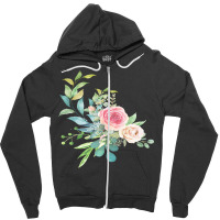 Flowers Art T  Shirt Watercolor Flower Floral Illustration Blossom Zipper Hoodie | Artistshot