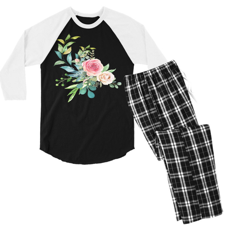 Flowers Art T  Shirt Watercolor Flower Floral Illustration Blossom Men's 3/4 Sleeve Pajama Set | Artistshot