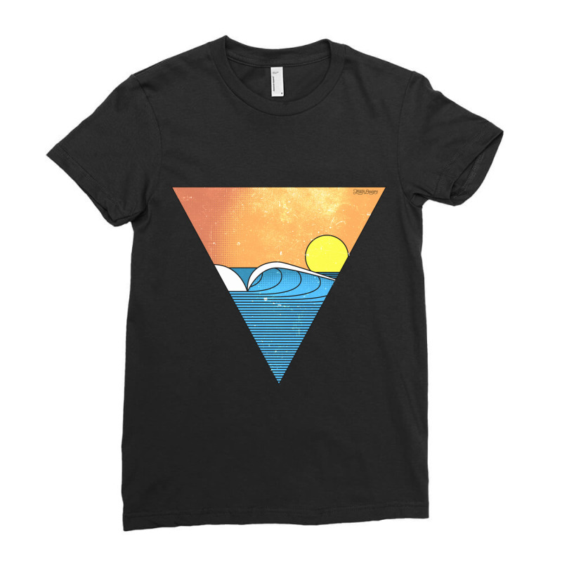 Minimal Wave Ladies Fitted T-Shirt by CHRISTIANKSON | Artistshot