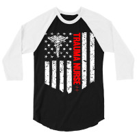 Trending Trauma Nurse American Flag Patriotic Registered Nurse 3/4 Sleeve Shirt | Artistshot