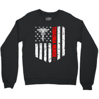 Trending Trauma Nurse American Flag Patriotic Registered Nurse Crewneck Sweatshirt | Artistshot