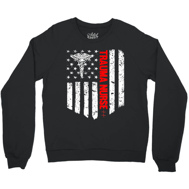 Trending Trauma Nurse American Flag Patriotic Registered Nurse Crewneck Sweatshirt | Artistshot