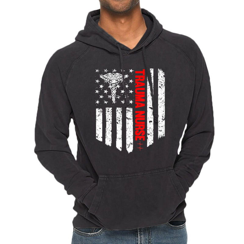 Trending Trauma Nurse American Flag Patriotic Registered Nurse Vintage Hoodie | Artistshot