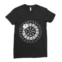 Trending Norse Mythology Jormungandr Vegvisir With Runes Ladies Fitted T-shirt | Artistshot