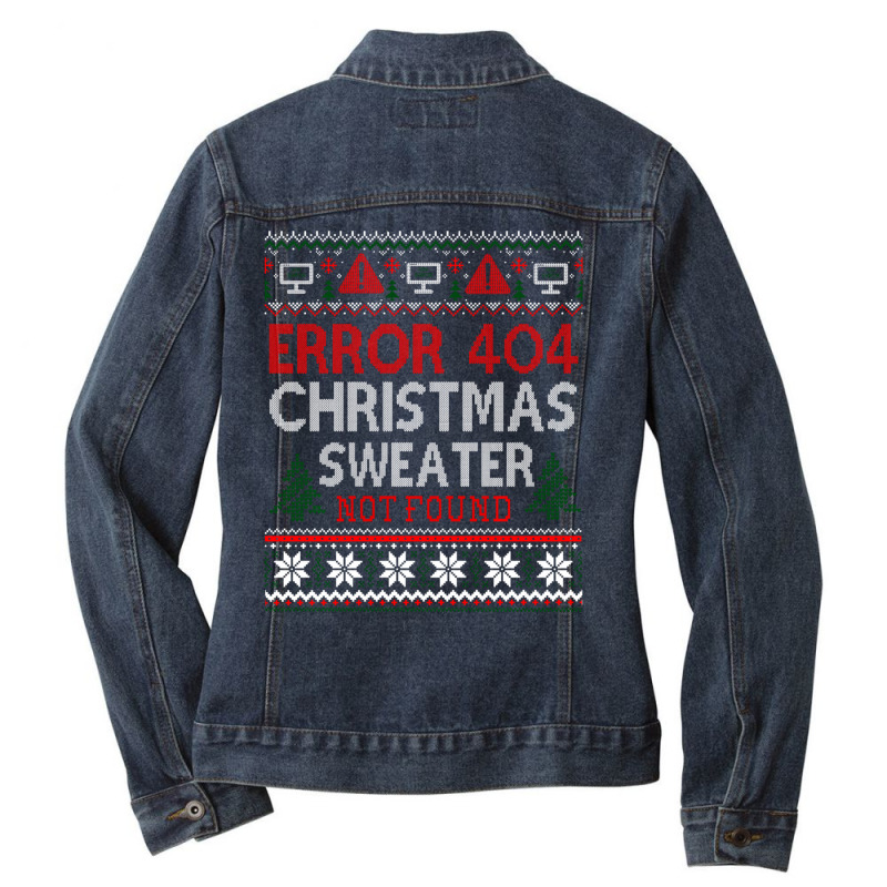 Limited Edition Ugly Sweater Not Found Error 404 Computer Christmas Ladies Denim Jacket by Pannell Quintero | Artistshot