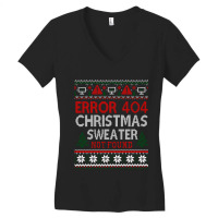 Limited Edition Ugly Sweater Not Found Error 404 Computer Christmas Women's V-neck T-shirt | Artistshot