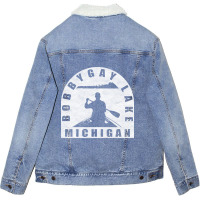 Trending Bobbygay Lake Canoeing Michigan Unisex Sherpa-lined Denim Jacket | Artistshot