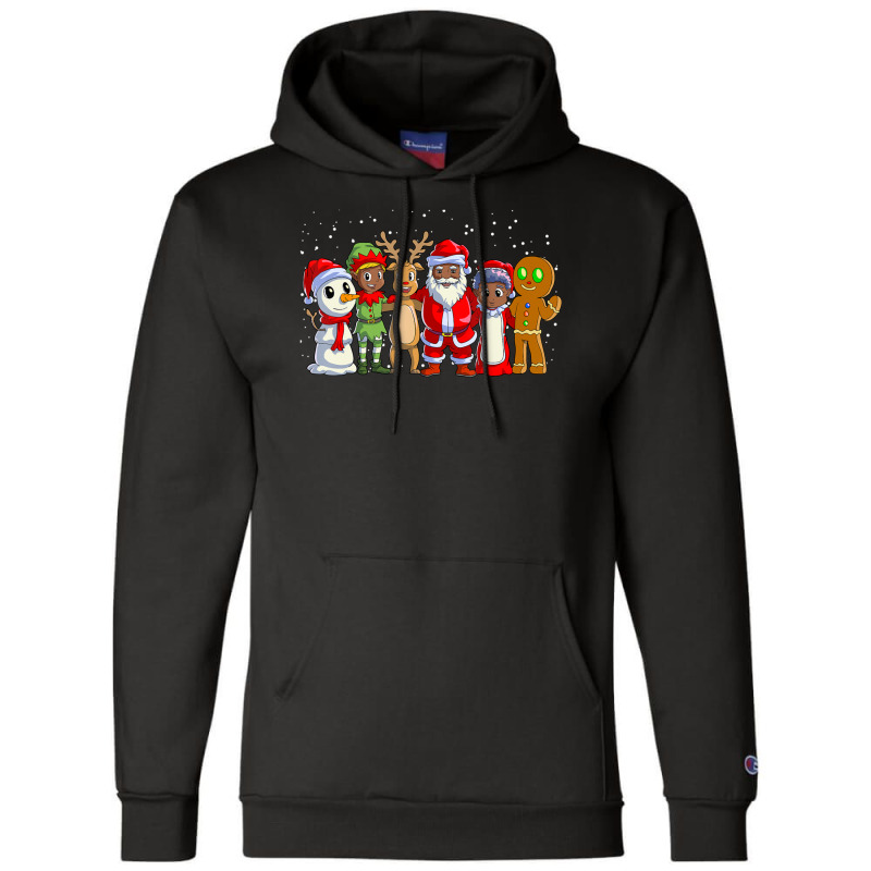 Black Family Christmas Afro African American Santa Xmas Champion Hoodie | Artistshot