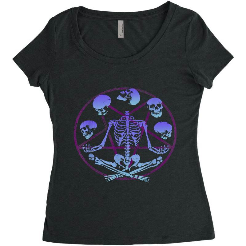 Skeleton Juggling Skulls Pastel Goth Pentagram Occult Pagan 101.png Women's Triblend Scoop T-shirt by SCOTTALLENZ | Artistshot