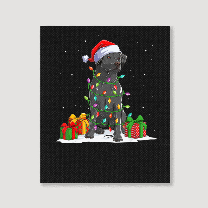 Black Lab Labrador Christmas Lights Pajama Dog Lover Xmas Portrait Canvas Print | Artistshot