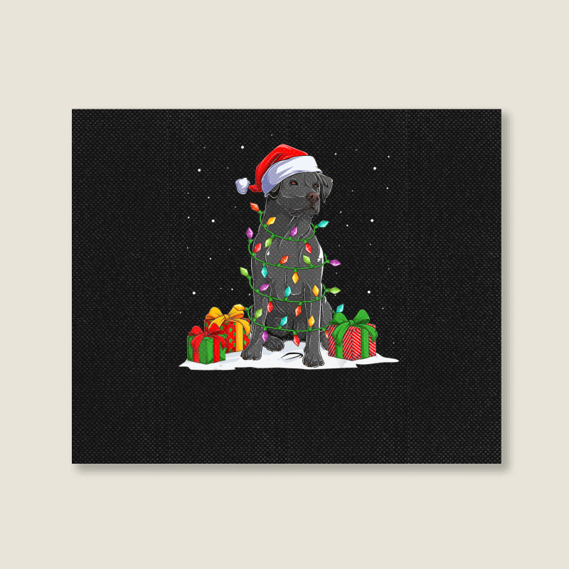 Black Lab Labrador Christmas Lights Pajama Dog Lover Xmas Landscape Canvas Print | Artistshot